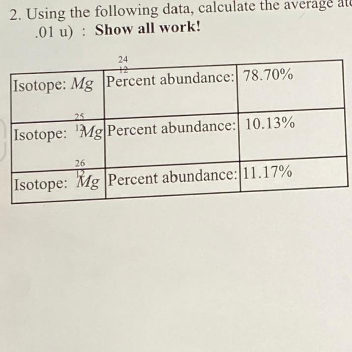 Student exploration average atomic mass