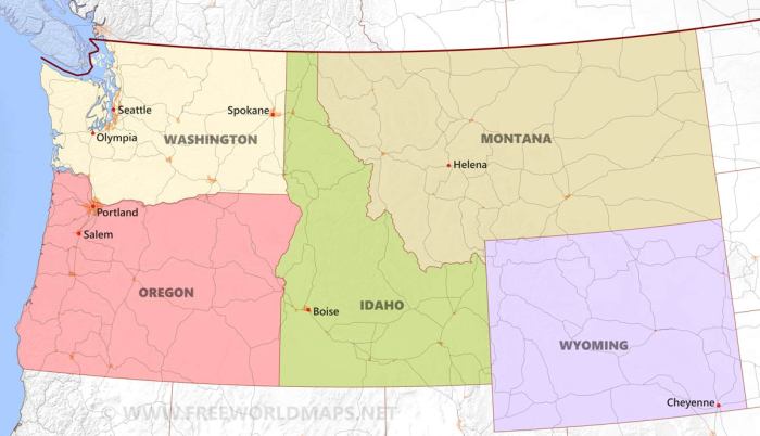 Northwest region states and capitals